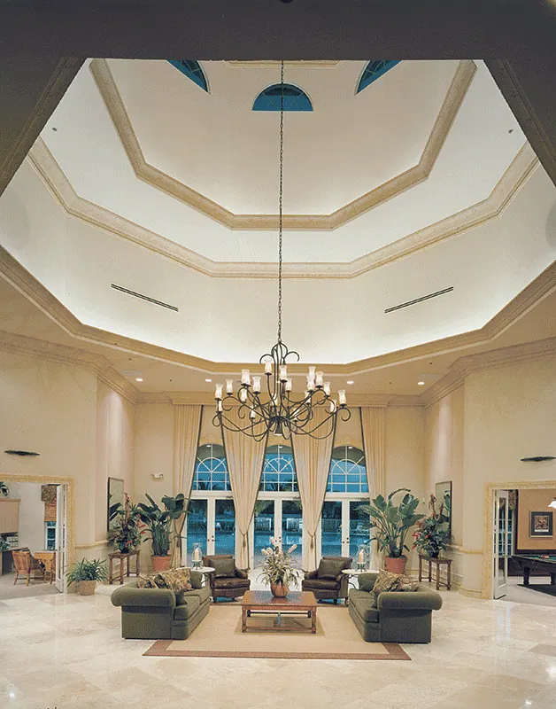 Domed lobby with a chandelier